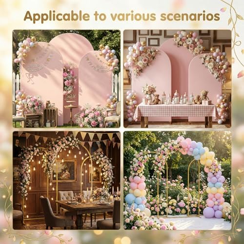 Toolterritary Set of 3 Metal Arch Backdrop Stand with Cover Set, (7.2FT, 6.6FT, 6FT Wedding Arch and Cover Set), Backdrop Arch for Party, Baby Shower, Birthday, and Graduation Ceremony - Image 4