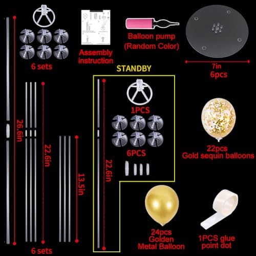 TONIFUL 6 Set Gold Balloon Stand Balloon Centerpieces for Table Decorations - Image 2