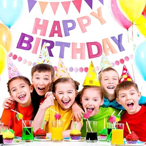 CANREVEL 3 PCS Pre-Strung 3D Happy Birthday Banner Decorations, Purple - Image 6