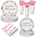 Yungyan 252 Pcs Wildflowers Retirement Party Tableware Set Included Plates Napkins Cups Forks Knives Cutlery for Party Decorations Supplies 36 Guests by Yungyan