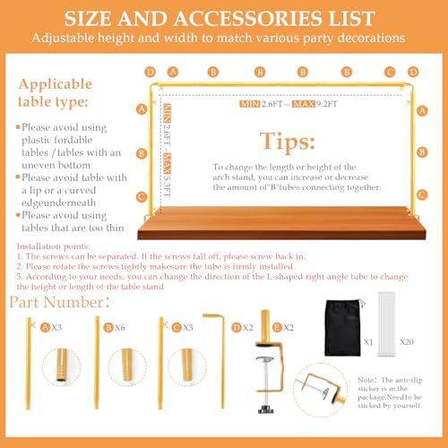 Antizz Over The Table Rod Stand with Clamps for Party Decoration Gold - Image 2