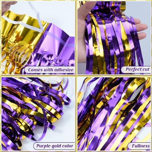 6Pack 3.3Ft x 6.6Ft Graduation Foil Fringe Curtain Backdrop Decorations, Purple Gold Metallic Tinsel Foil Streamers Curtain Photo Booth Background for Graduation Prom Wedding Birthday Party Decoration - Image 4