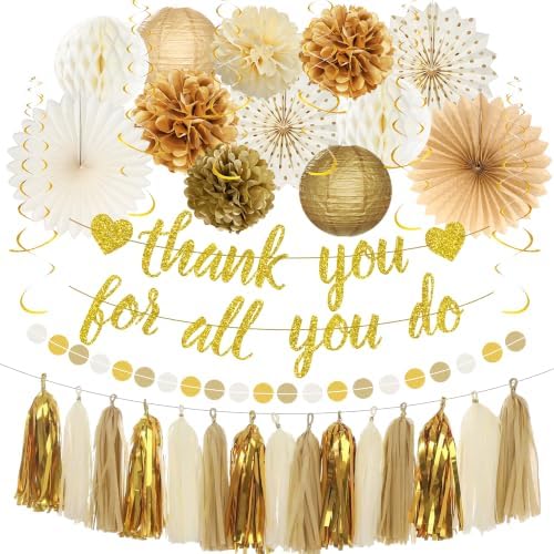 Roetyce We Appreciate You Party Decorations Men Women Gold by Roetyce