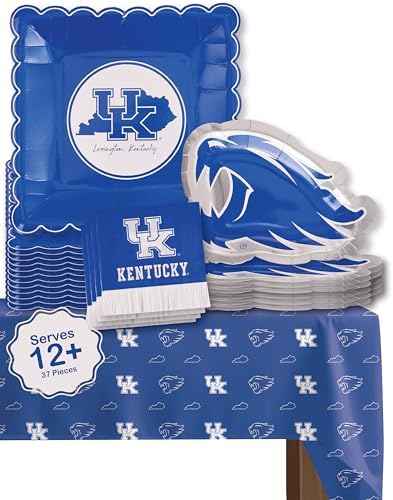 University of Kentucky Wildcats Table Cloth Plates Napkins Party 37 Pc by PartyKandyDecorGifts