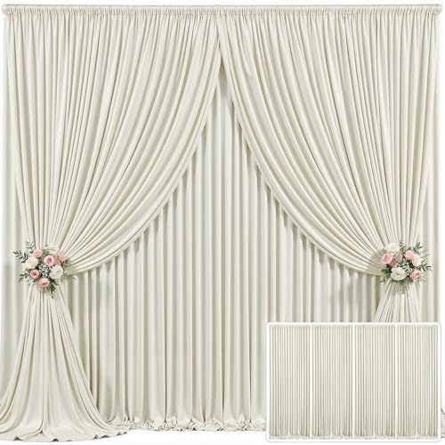 4 Panels Beige Backdrop Curtain for Wedding Parties Wrinkle Free Beige Photo Curtains Backdrop Drapes Fabric Decoration for Baby Shower Photoshoot 20ft(W) x 10ft(H) by Tao-GePartyDecorations
