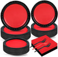 gisgfim 50 Guests Red and Black Party Supplies Decoration Black and Red Birthday Plates and Napkins Forks Red Black Disposable Tableware Red Birthday Party Paper Plates for Boys Girls Party 200PCS by gisgfim