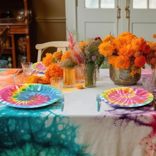 Qyeahkj 25 Guests Tie-Dye Party Supplies, Tie-Dye Party Plates Napkins Forks Set for Tie-Dye Birthday Party Decorations Boys Tie-Dye Birthday Party Supplies Favors (QY0103) - Image 6