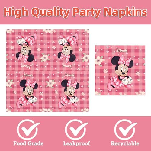 Minnie Party Supplies 40pck include 20 plates, 20 napkins for the birthday Minnie party decoration - Image 4
