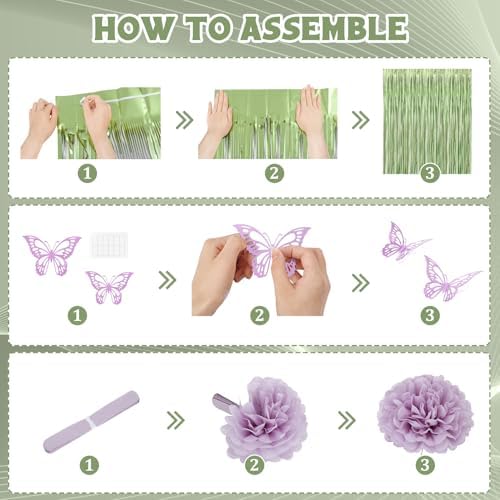 Fairy Lavender Birthday Decorations for Women Girls with Butterfly Stickers - Image 4