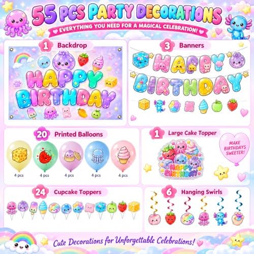 Plman 55PCS Squishy Birthday Party Decorations, Dumpling Theme Party Supply - Image 4
