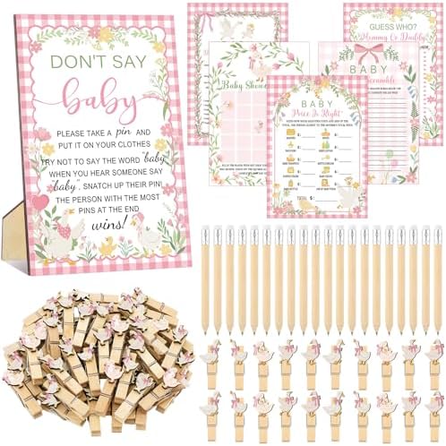 Patelai 321 Pcs Baby Shower Games Supplies, Pink Silly Goose by Patelai
