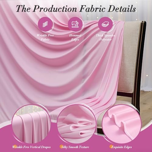 20 ft x 10 ft Wrinkle Free Baby Pink Backdrop Curtain for Parties, 4 Panels 5ftx10ft Polyester Photo Backdrop Drapes for Baby Shower Birthday Party Photography Wedding Backdrop Stand - Image 4