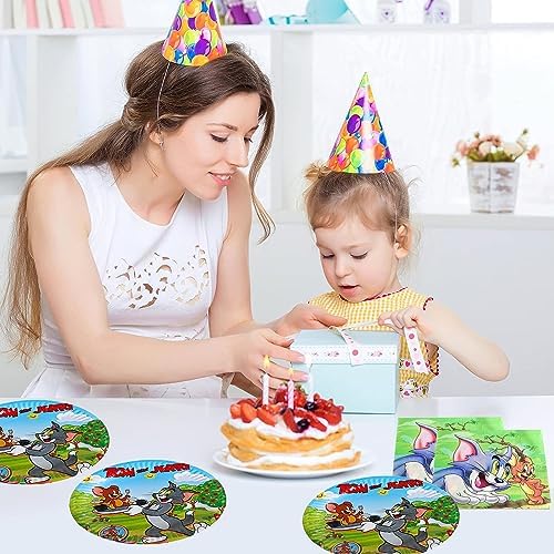 Tom Party Supplies 40pck include 20 plates, 20 napkins for the birthday Tom-Jerrys party decoration - Image 4