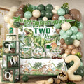 286 pcs Two Rex Birthday Decorations Boy, All-in-One Dinosaur 2nd Birthday Decorations Set for 25 Guests with Balloon Arch, Candle, Banner, Tablecloth, Backdrop, Cupcake Toppers, Thick Plates by cocomigoPartyHome