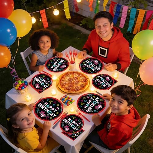 96pcs Squid Birthday Plates and Napkins Squid Party Supplies Survival Theme Disposable Tableware Set for Kids Men Women Retro Challenge Theme Birthday Party Supplies Decoration Serve 24 - Image 5