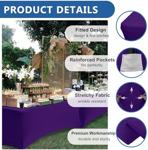 Spandex Table Cloths for 6 foot Rectangle Tables-Fitted Stretch Table Cover - Image 2