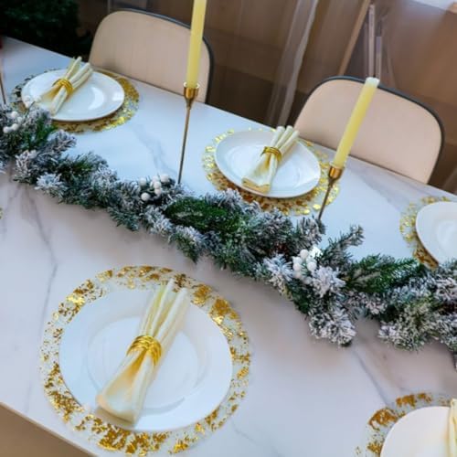Snowkingdom Gold Placemats Set of 24 Round 13 Inch Foil Mesh Pressed Fall Disposable Table Mates 24 Pack Gold Doilies for Dining Table Wedding Birthday Party Holiday Home Decoration - Image 3