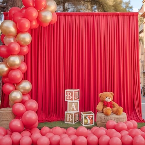 24x10FT Red Backdrop Curtains for Wedding Christmas, Wrinkle Free Polyester Photography Backdrop Drapes for Wedding Baby Shower Birthday Parties Stage Background Stand Decorations 4x10ft,6 Panels - Image 6