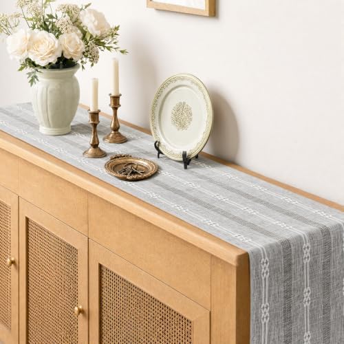 Rustic Linen Farmhouse Table Runner, Woven Boho Table Runner 13" × 90" - Image 7