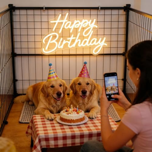 Happy Birthday Neon Sign for Wall Decor, Dimmable LED Light Up Sign - Image 6