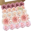 FACINOC Pink Roses Artificial Flowers Dusty Blush Fake Flower Bulk Box Set by FACINOC