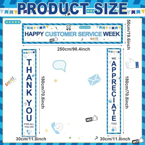 SmoothNovelty 3 Pcs Blue Customer Service Week Banner - Image 3