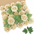 AmyHomie Beige Rose 25pcs Real Looking Artificial Flowers w/Stem by AmyHomie