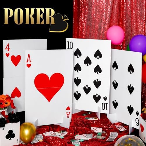 Reallnaive 4 Set Casino Party Decor Large Poker Yard Sign and Runway Carpet - Image 4