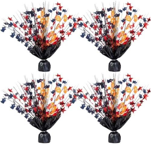 4 Pack Black Orange Halloween Star Spray Centerpiece Table Decor by Unknown