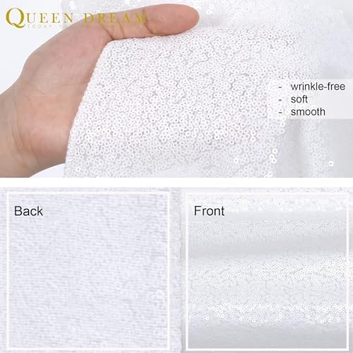 8ft x 8ft White Sequin Backdrop Curtain Sparkle Photo Backdrop - Image 6
