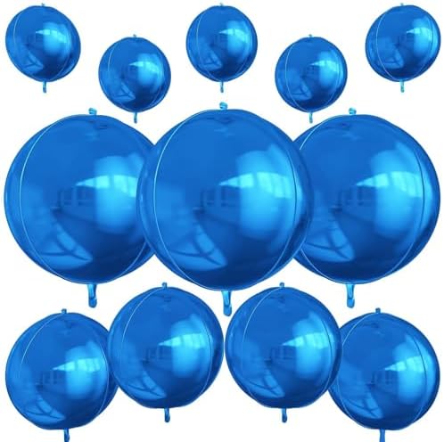 12PCS Dark Blue Round Foil Balloons 22" 15" 10" Metallic Blue Balloons by vibzox