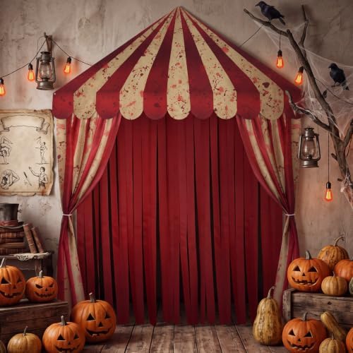 Breling 4 Pcs Circus Tent Backdrop Blood-Stained Carnival Curtains - Image 5