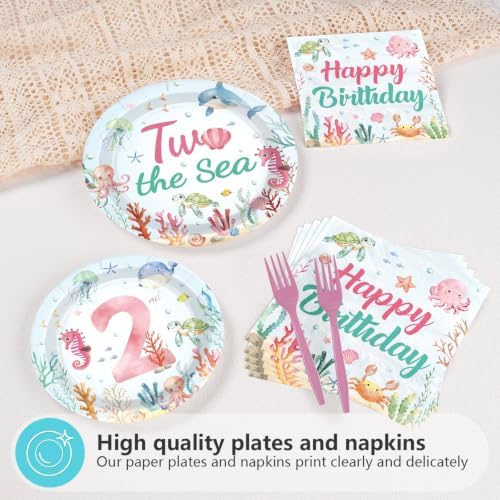 96Pcs Two The Sea Birthday Party Decorations for Girls Serves 24 - Image 4