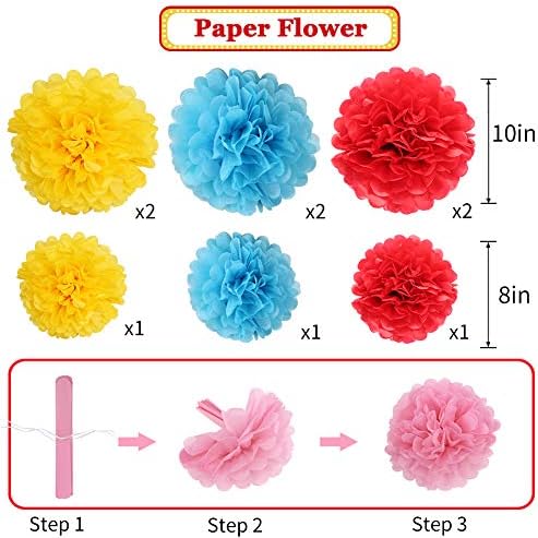 Paper Lanterns Paper Pom Poms Carnival Circus Party Decorations 15pcs - Image 4