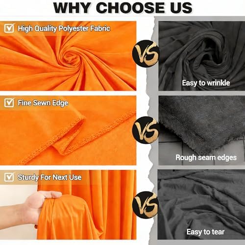40x10ft Orange Backdrop Curtain Panels for Parties - Wrinkle Free Polyester Photo Curtain Backdrop Wedding Back Drop Fabric Drapes for Party Decorations Background for Photography - Image 5