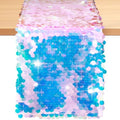 6 Pack Mermaid Party Table Runner 12 x 84 Inches Mermaid Tail Scales Sequin Table Runner Glitter Holographic Table Cover for Birthday Party Ocean Decorations by Yblut
