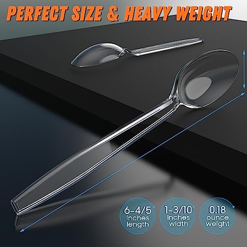 Dipoo 6.8" Clear Plastic Spoons Heavy Duty, 168 Count - Image 5
