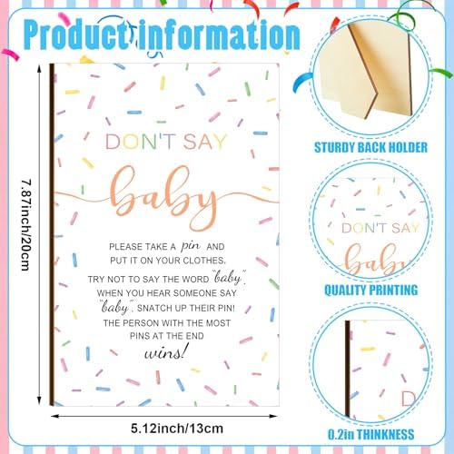 Patelai 322 Pcs Baby Shower Games Don't Say Baby Sign Clothespins Cards - Image 4