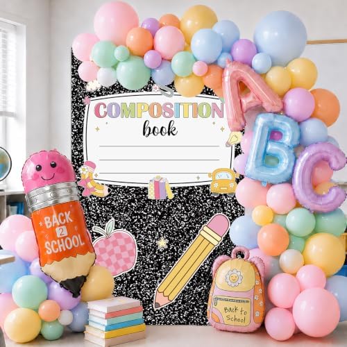 Back to School Balloon Arch Kit Pastel Composition Notebook Classroom Decor by Unknown