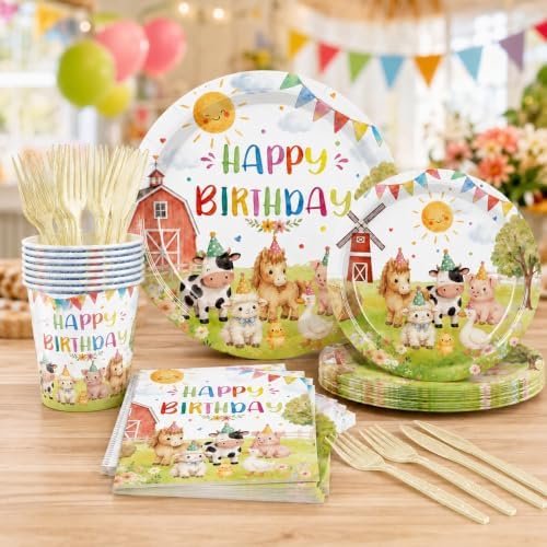 120PCS Farm Animals Birthday Party Supplies for 20, Barnyard Tableware Set - Image 5