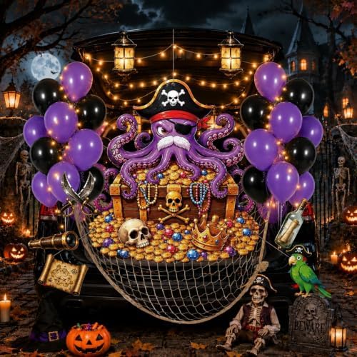Halloween Pirate Octopus Trunk or Treat Car Decor Kit with Light Strings - Image 6