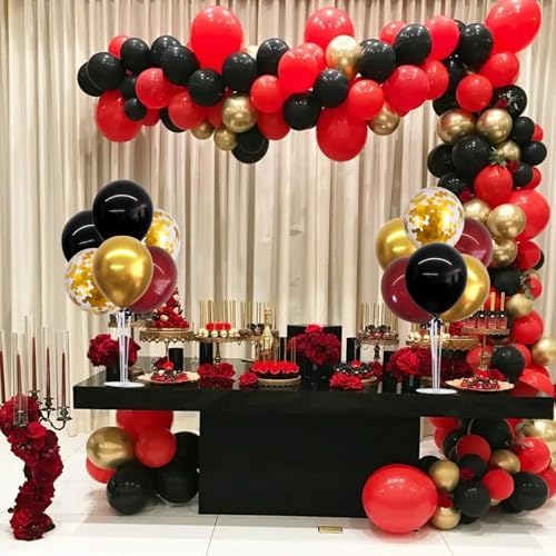 TONIFUL 4 Set Burgundy Red Black Gold Balloon Stand Centerpiece for Table - Image 4