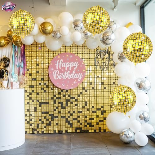 6pcs 22 Inch Gold Disco Ball Balloons, Gold Big Disco Balloons, 4d Large Foil Aluminum Balloon For Birthday Baby Shower 70s 80s 90s Theme Party Wedding Engagement Graduation New Year Decoration - Image 5