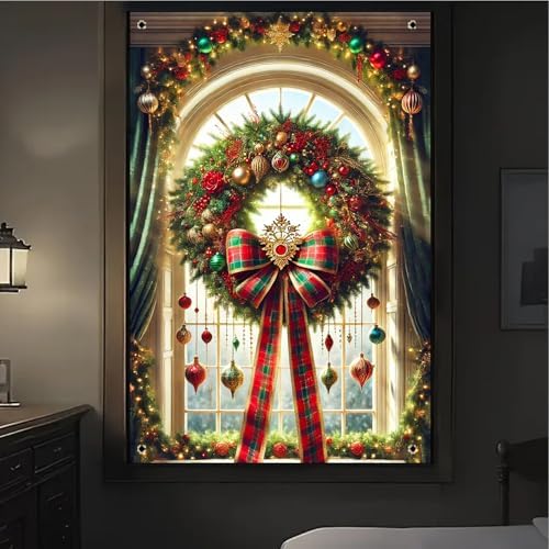 BlissYard Holiday Xmas Window Decor Cover 32x47 Inch Fabric - Image 4