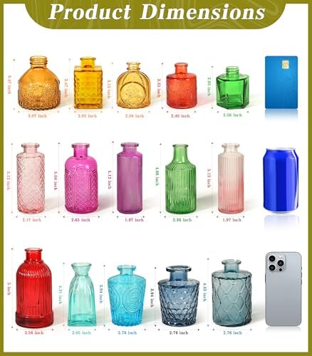 Set of 30 Colorful Glass Bud Vases Small Textured Flower Vases - Image 3