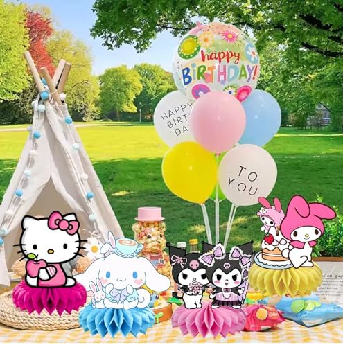 8Pcs Kawaii and Friends Honeycomb Table Centerpiece,Cats and Friends Birthday Party Supplies Table Decorations for Kids Party Decorations - Image 4