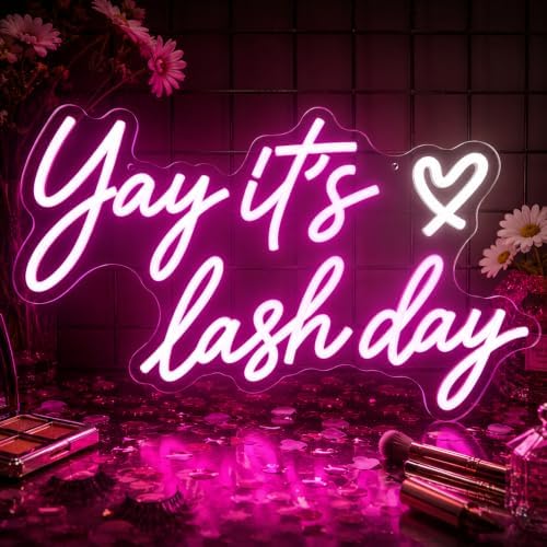 Yay It's Lash Day Neon Sign, Pink LED Lash Neon Light for Lash Room Decor by Mojoish