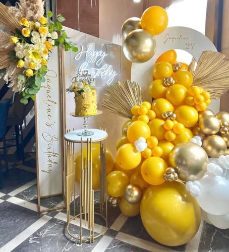 Yellow Gold Confetti Party Balloons, 50pcs12 inch Mustard Light Yellow Gold Latex Balloons for Birthday Wedding Bride Sunflower Theme Party Decoration - Image 4