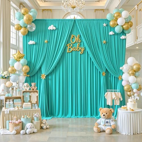 20x12 ft Turquoise Backdrop Curtains for Weddings, Birthdays and Photos - Image 4