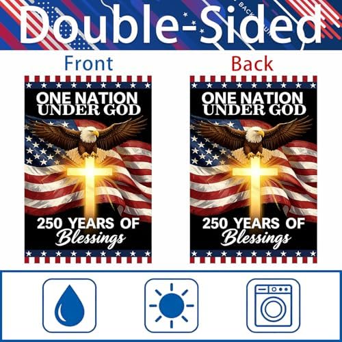 250th Anniversary 4th of July Garden Flag, Patriotic Religious American Eagle Cross Pattern Double Sided Yard Flag, 12x18 Inch Outdoor Decor for Independence Day Lawn Patio Home - Image 3